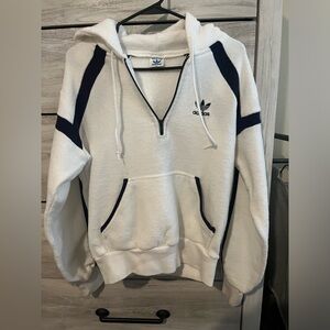 White Adidas women’s track suit with quarter zip hoodie